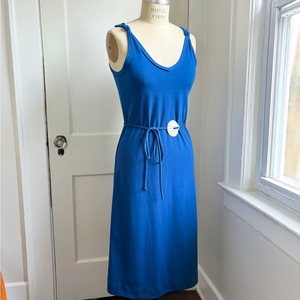 Vintage 1970s Avon Fashions Cobalt Blue Knit Dress - Picture 2 of 7
